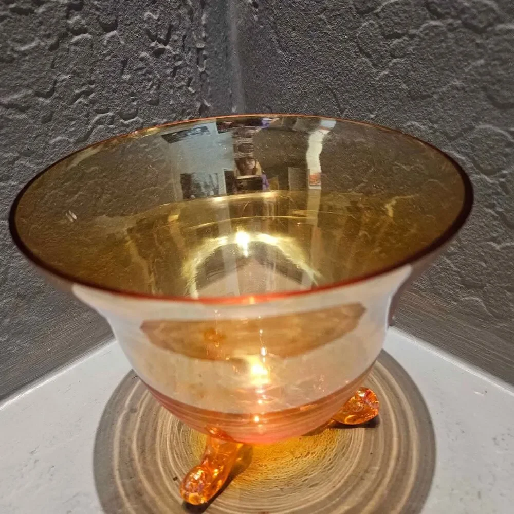 Art Glass Persimmon Candy Dish Vase 6